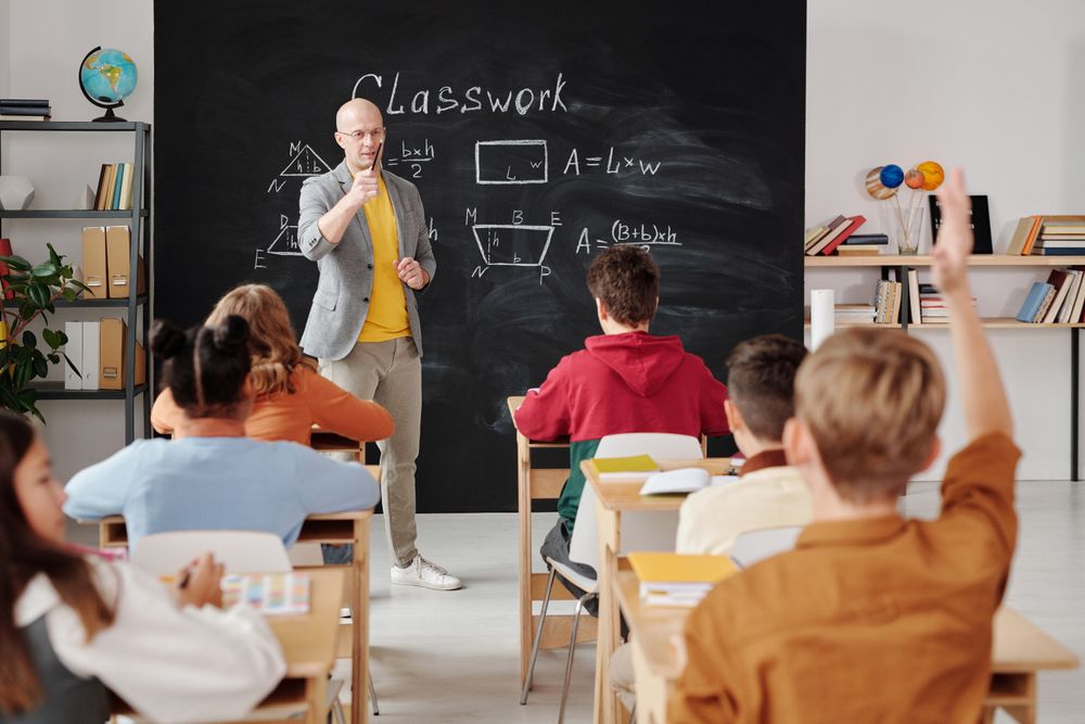 Students learning in a classroom